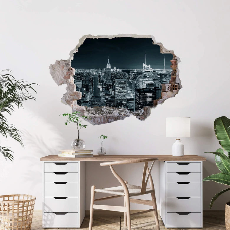 3D Muursticker New York at Night 2 