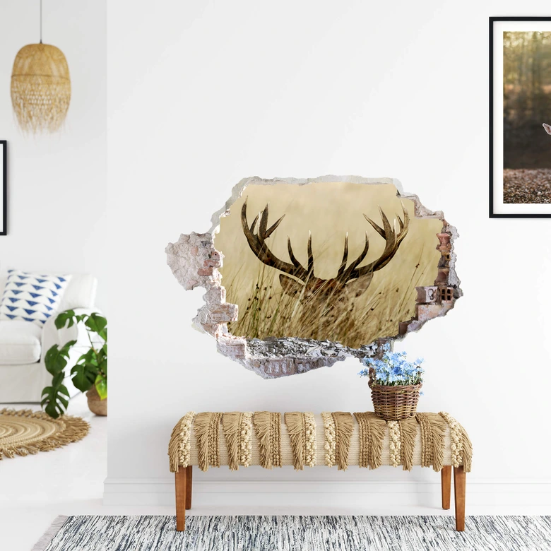 3D Wandtattoo Wachsamer Hirsch 