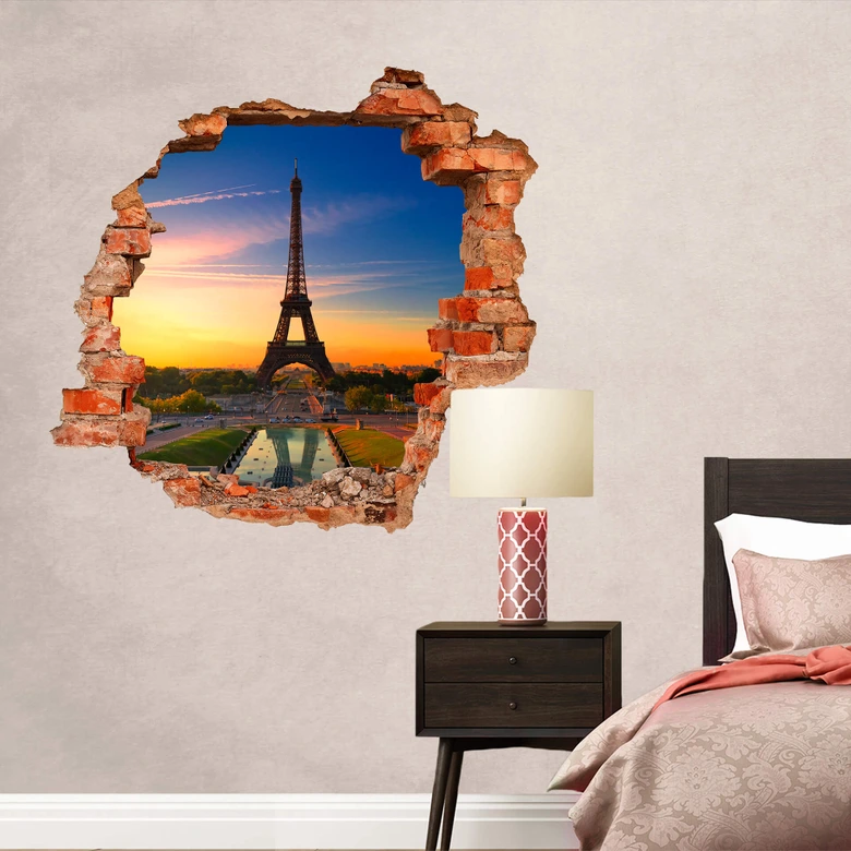3D wall sticker Sunset at the Eiffel tower 