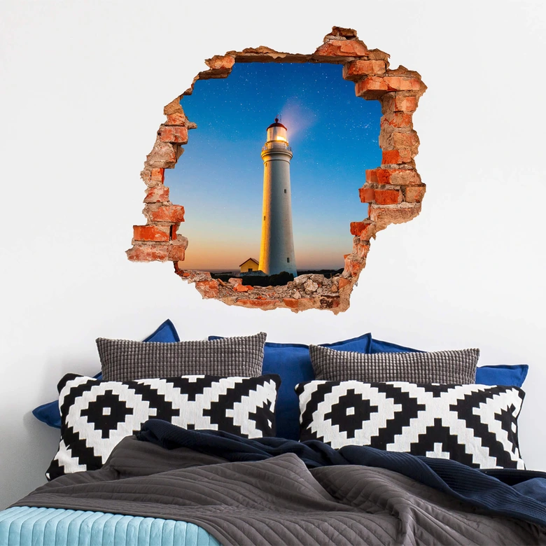 3D Wandtattoo Lighthouse in the dark 