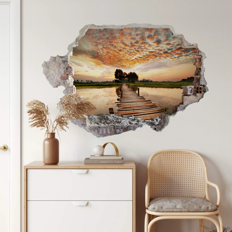 Sticker mural 3D De l'autre côté 