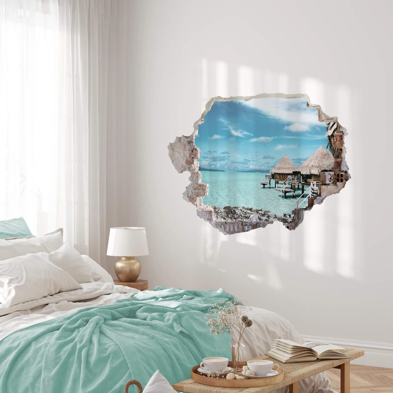 Sticker mural 3D - Vacances aux Maldives 