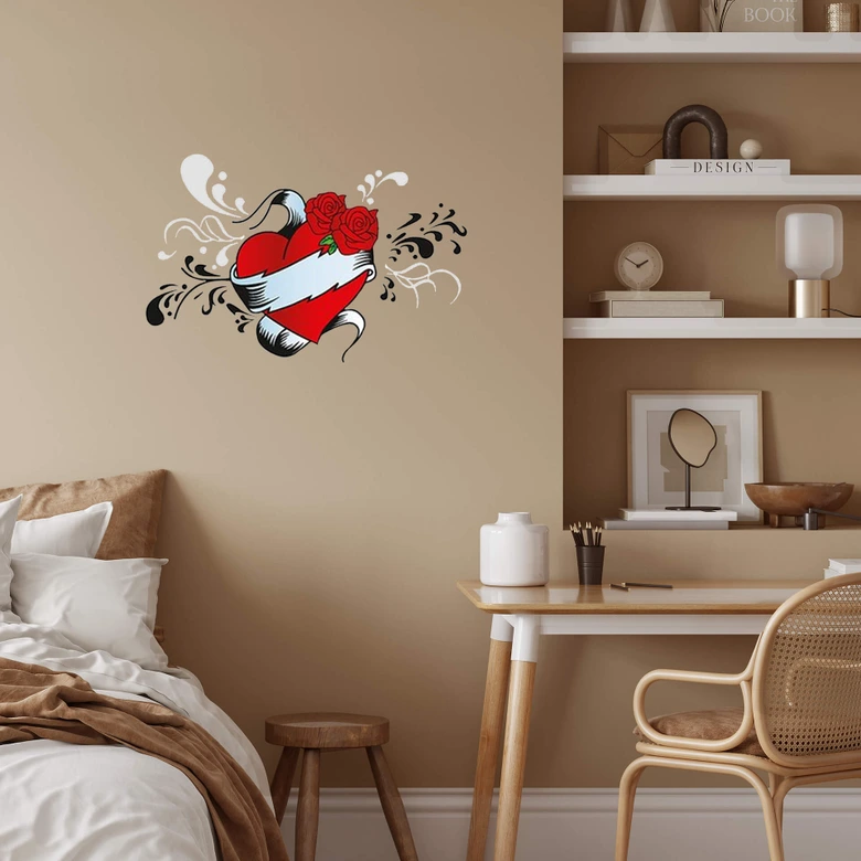 Wandsticker Herz und Rose  