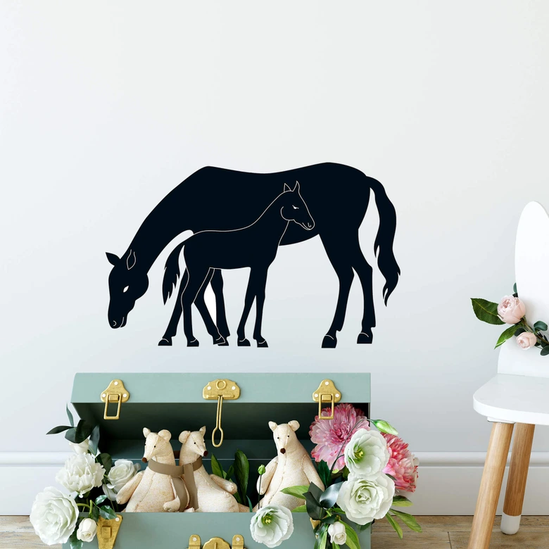Muursticker Paard met Veulentje 