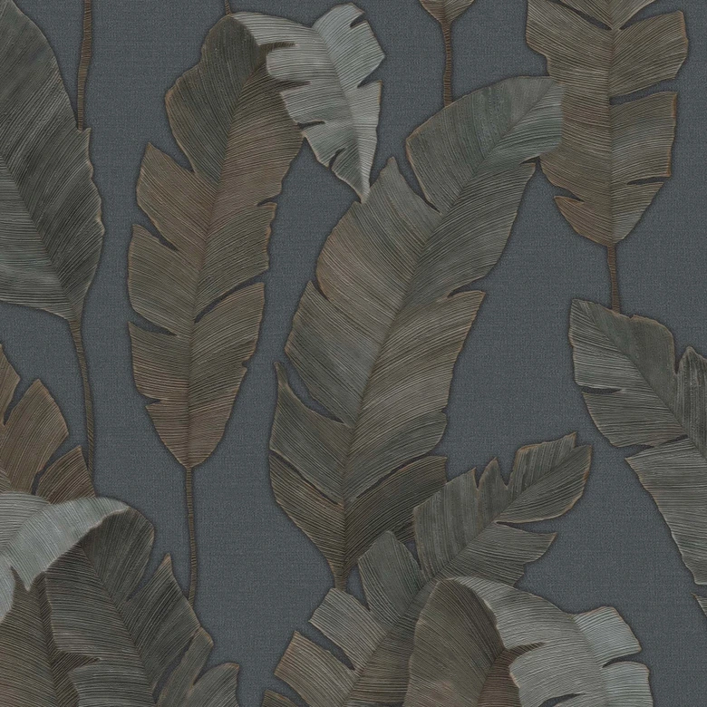 Papier peint jungle pétrole bleu Papier peint intissé palmiers feuilles Papier peint à motifs salon 