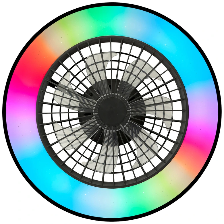 Deckenleuchte Levin, schwarz, 13,7 x 48,5 cm, Deckenventilator mit LED 