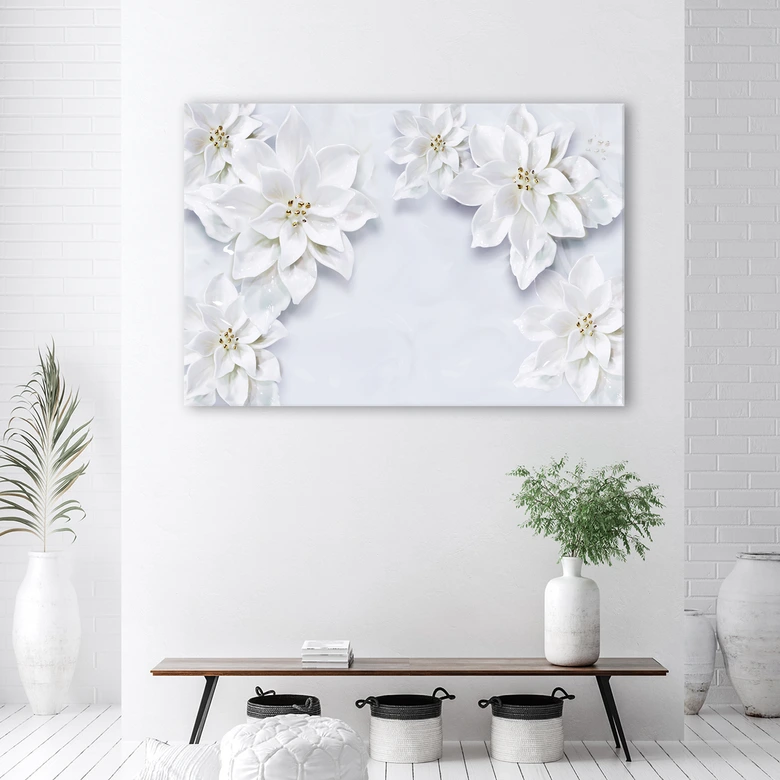 Canvasbillede, Sneklædte planteblomster 