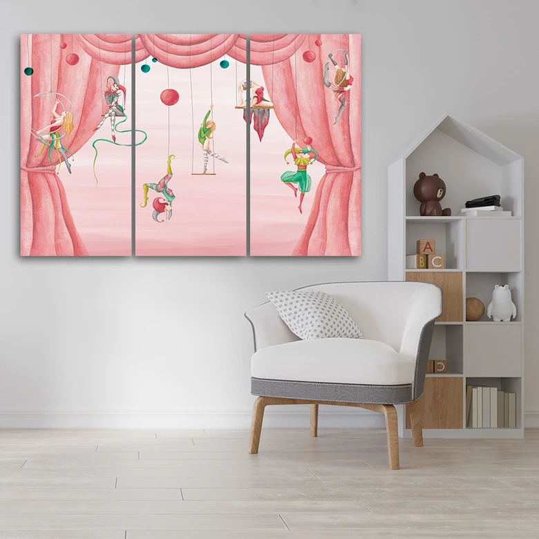 3-delige canvas print, circusacrobaat 