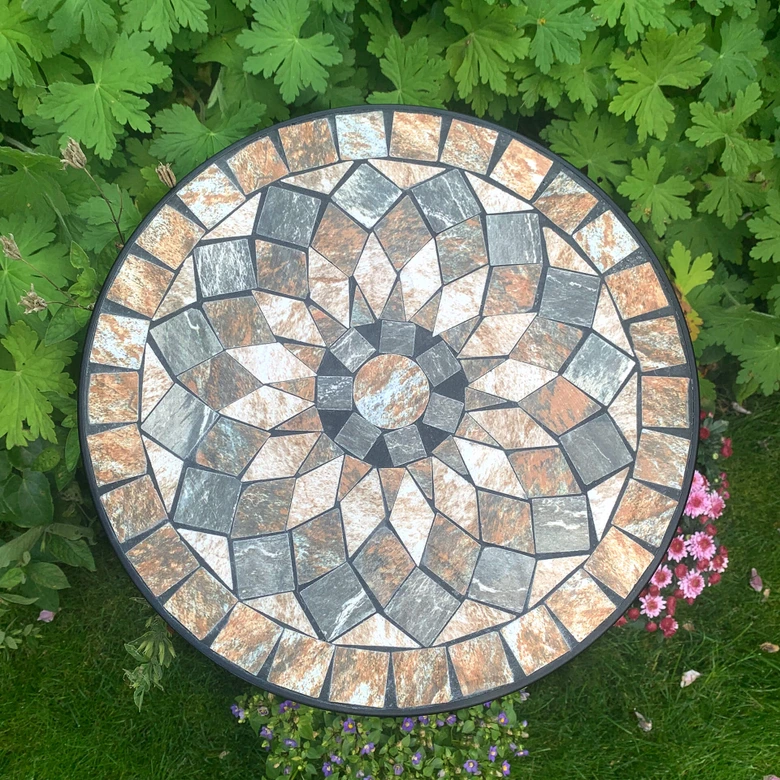 Plantentafeltje Rond Mozaiek Steentjes 