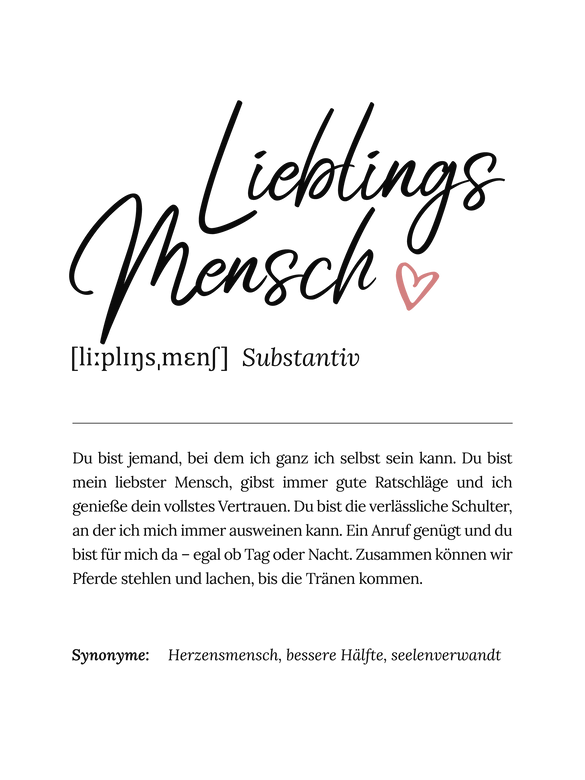 Personalisiertes Poster Definition - Lieblingsmensch 
