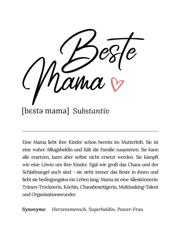 Personalisiertes Poster Definition - Beste Mama 