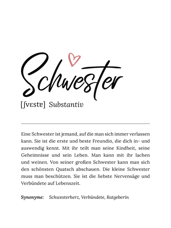 Personalisiertes Poster Definition - Schwester 