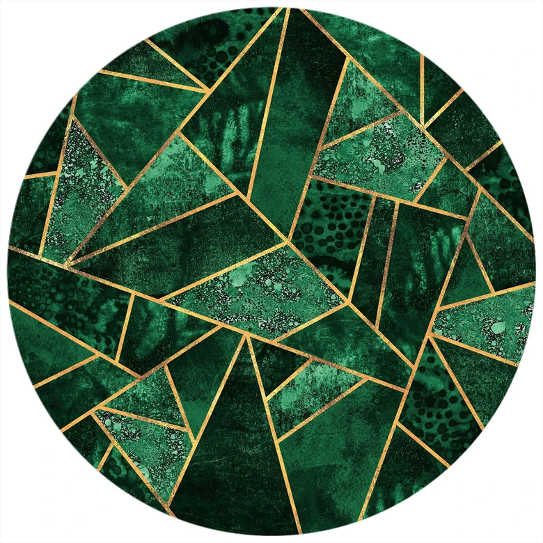 Round wall mural Fredriksson - Dark Green Emerald Abstract - non self-adhesive/self-adhesive wallpapers 