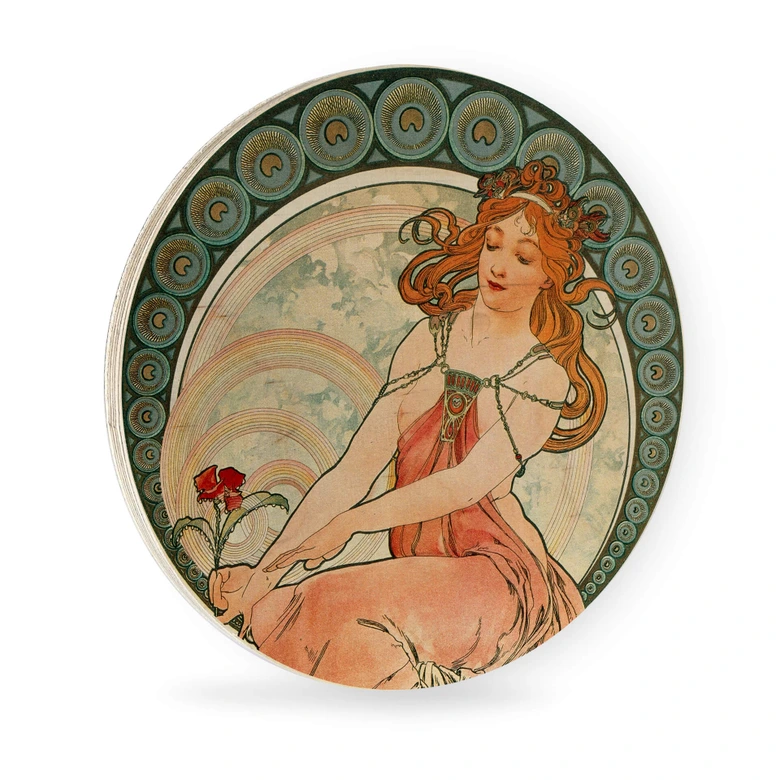 Tableau sur bois Mucha - La peinture - Rond 
