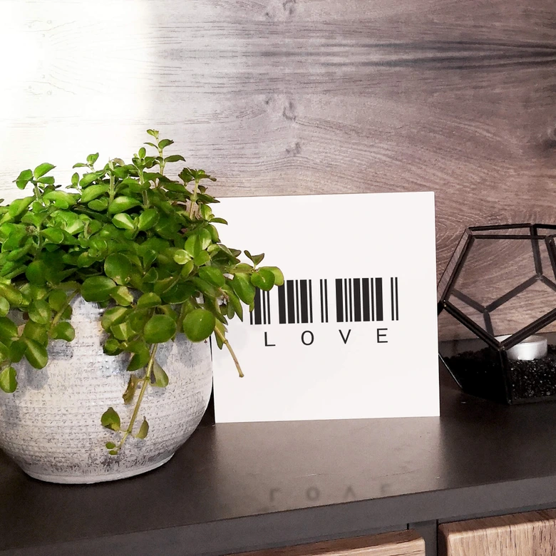 Bloc en bois à poser - Code barre - Love 