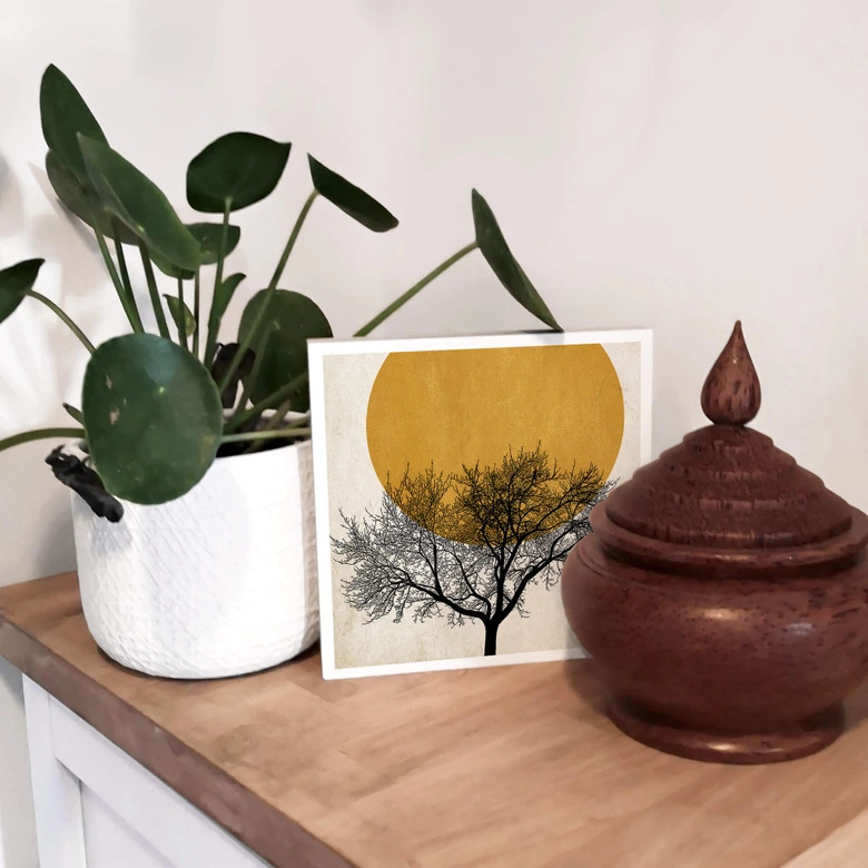 Quadro in legno da appoggio Kubistika - Mattina d'inverno 