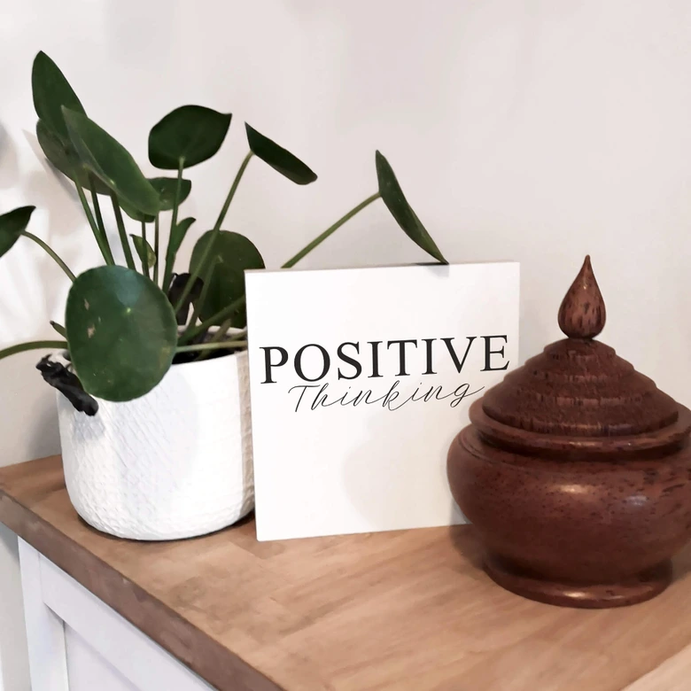Houten Decoratieblok - Positive Thinking 