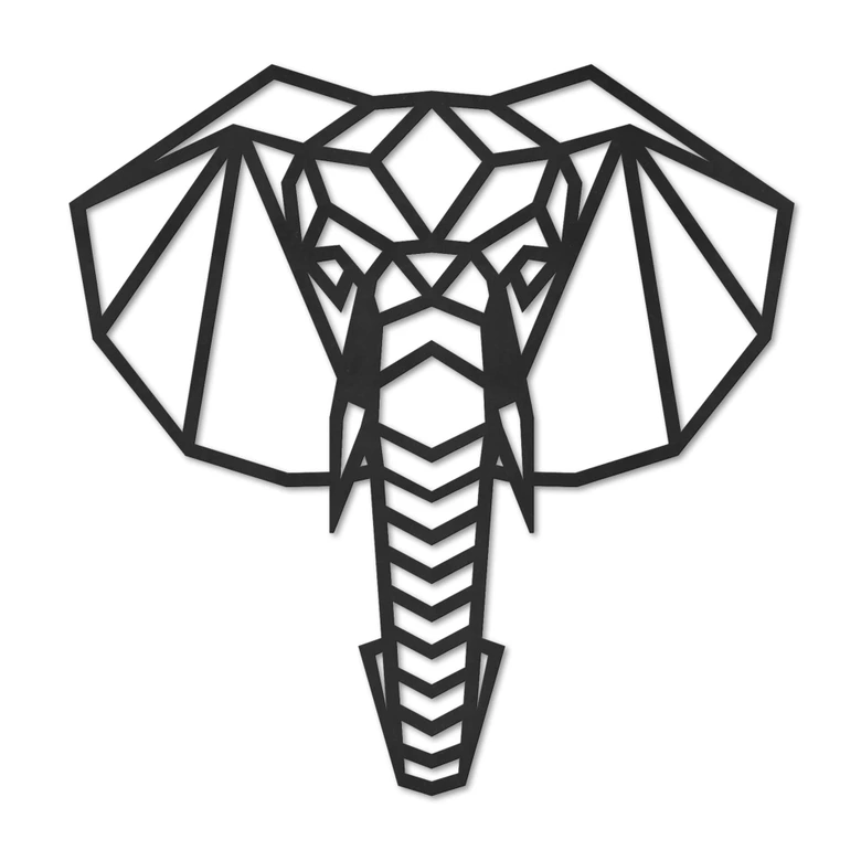 MDF - Decoración en madera cabeza de elefante de origami 