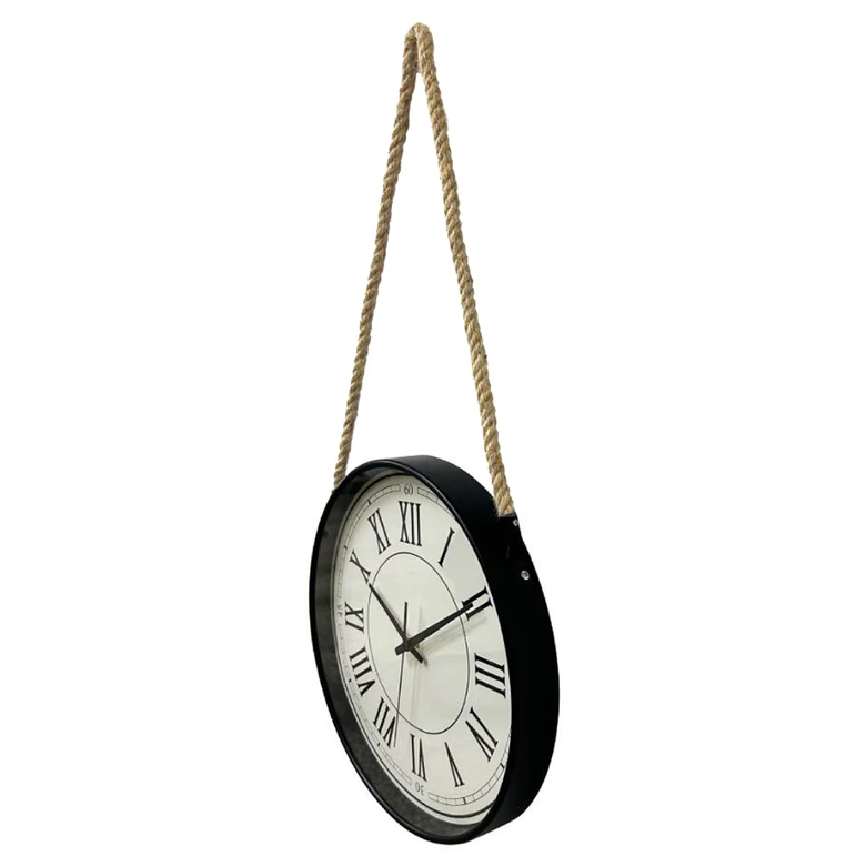 Horloge industrielle à suspendre avec chiffres romains et suspension à câble - Horloge de gare Ø35 cm 