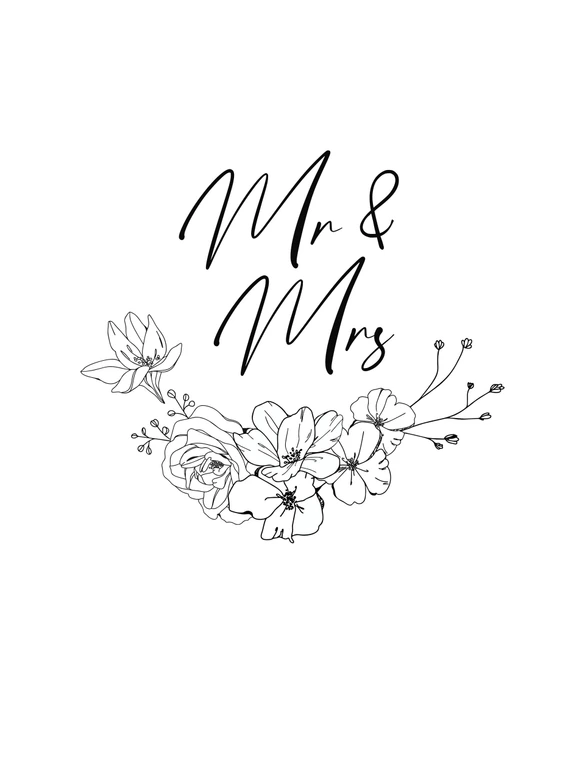 Personalisiertes Poster Mr & Mrs - Line Art 