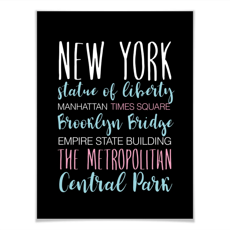 Póster New York palabras 