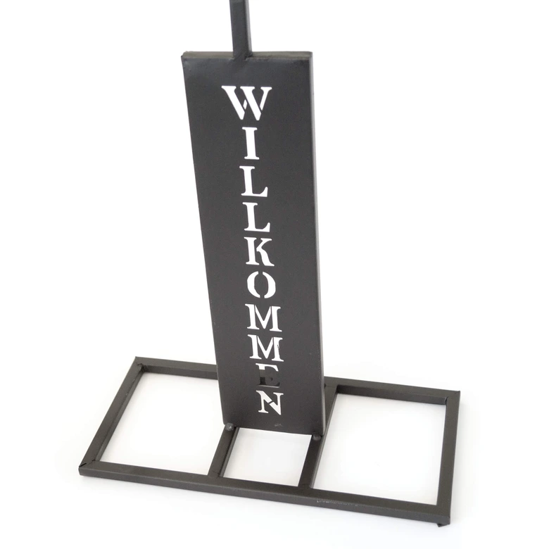 Gartendeko Welcome Herz mit Blumentopf Metalldeko - 73x34x36 cm 