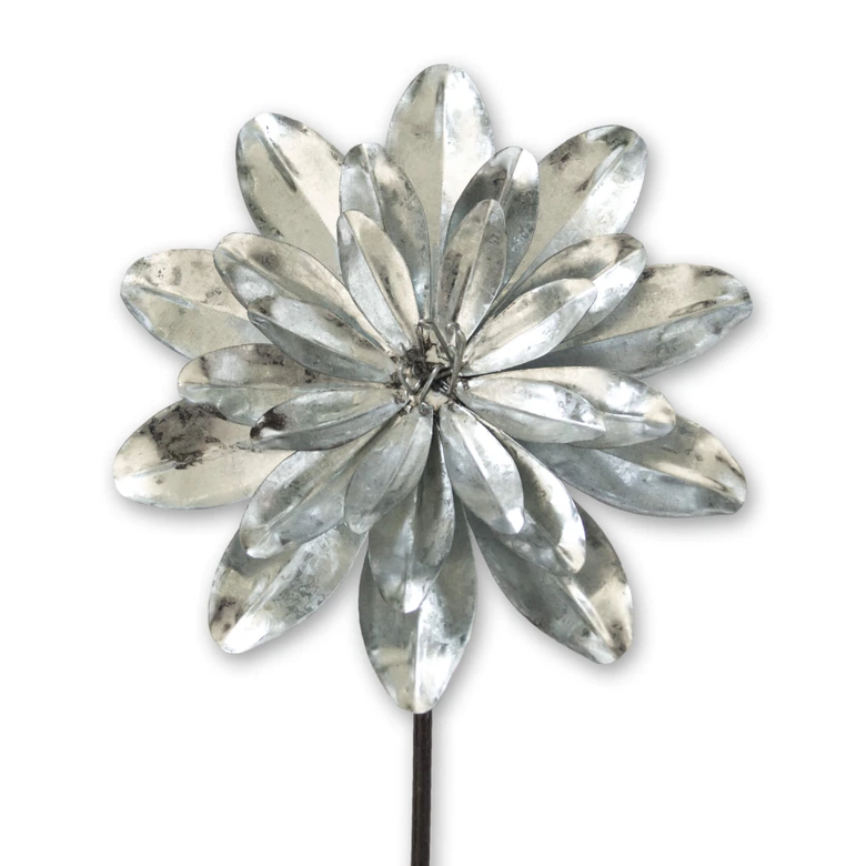 Gartenstecker Blume Edel Dahlie Silber - 110 cm 