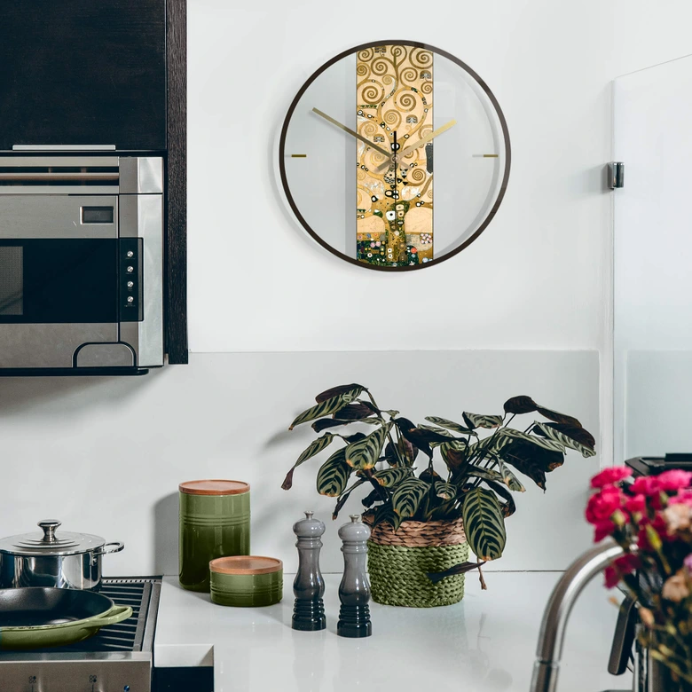 Glazen Wandklok Klimt - de Levensboom 