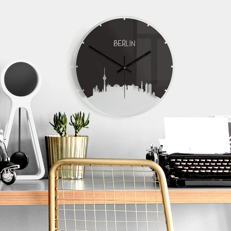 Horloge murale en verre - Skyline Berlin 