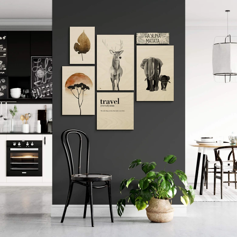 Holzbild Grammatik - Travel - Quadratisch 