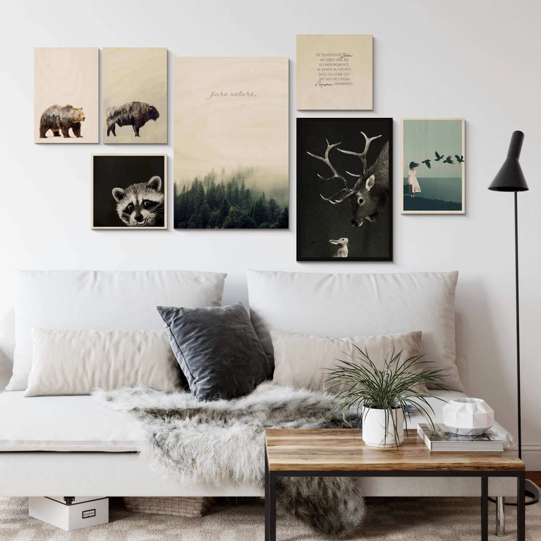 Holzbild Graves - Racoon - Quadratisch 