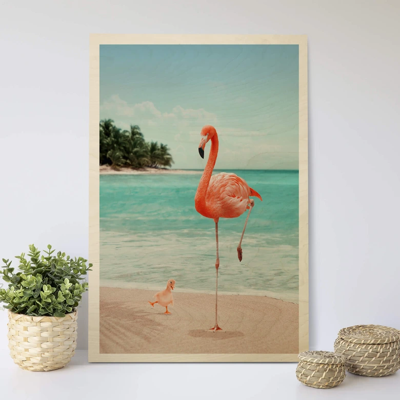 Holzbild Loose - Wannabe Flamingo 