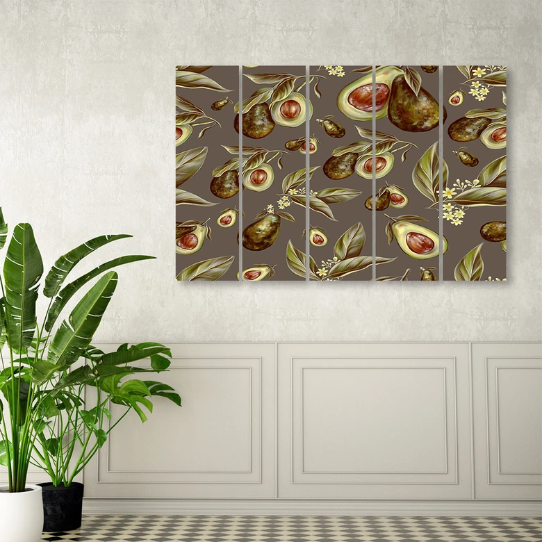 Leinwandbild 5 teilig, Avocado -Hälften 
