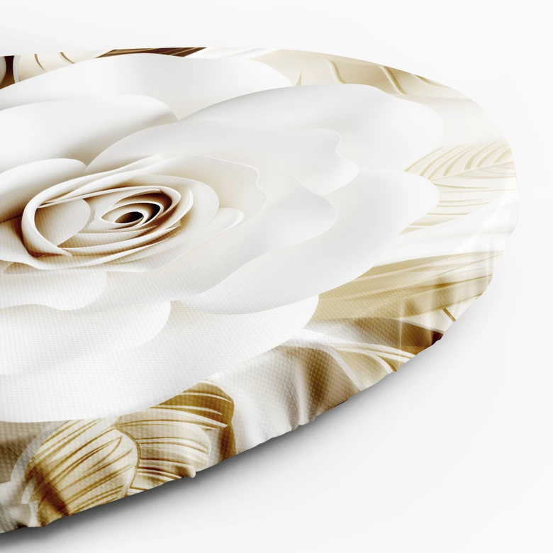 Rundes Leinwandbild AI Weißes Gold Blume 3D 