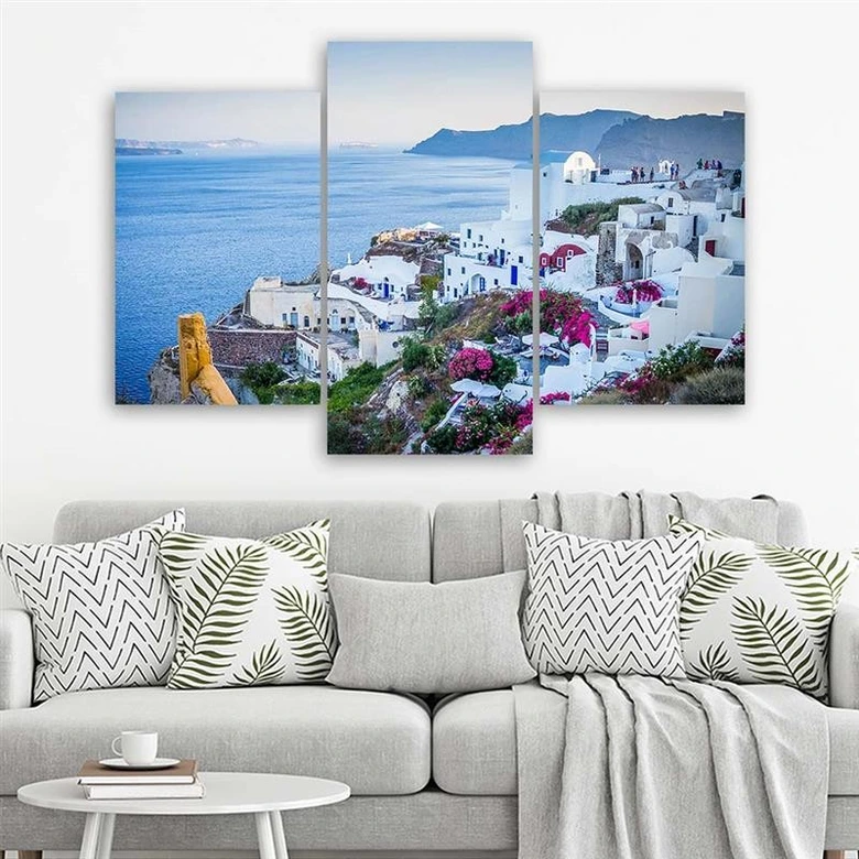 Leinwandbild 3-teilig, Santorin Griechenland Meer 