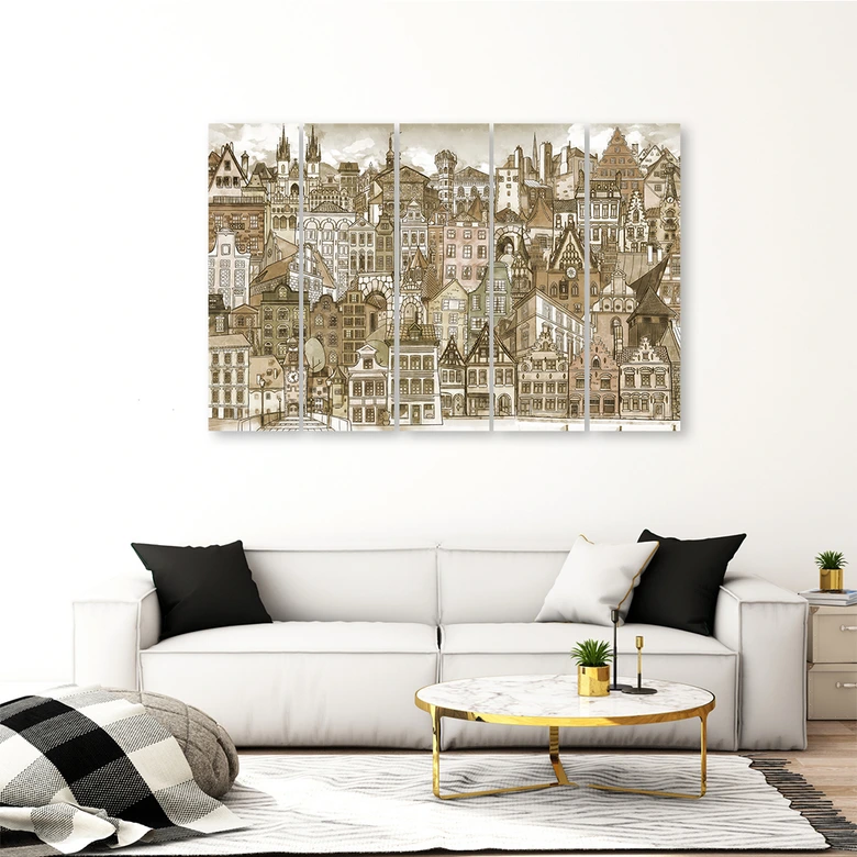 Leinwandbild 5 teilig, Fröhliche Stadt 
