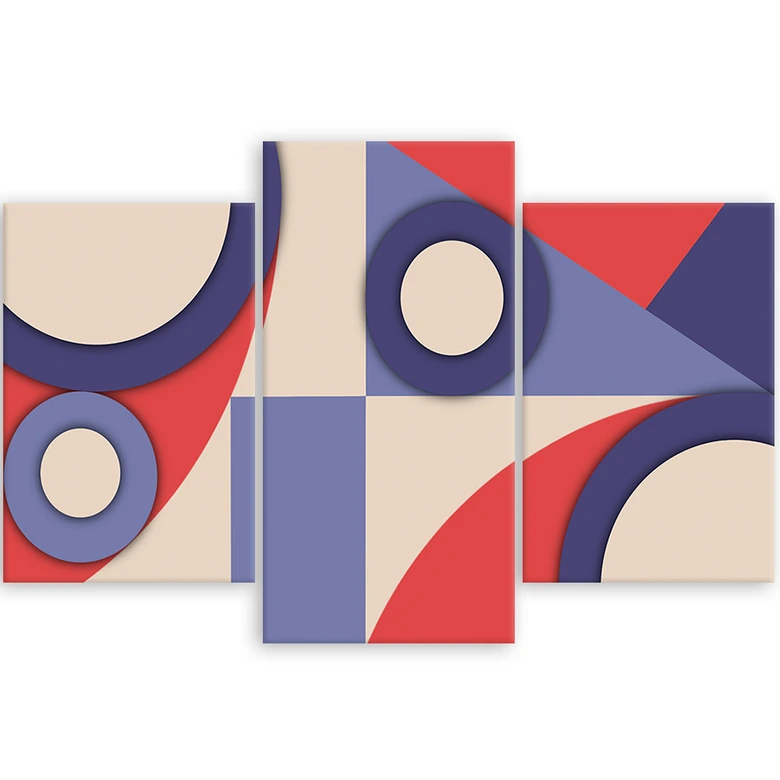 Leinwandbild 3 teilig, Geometrische Abstraktionsformen 