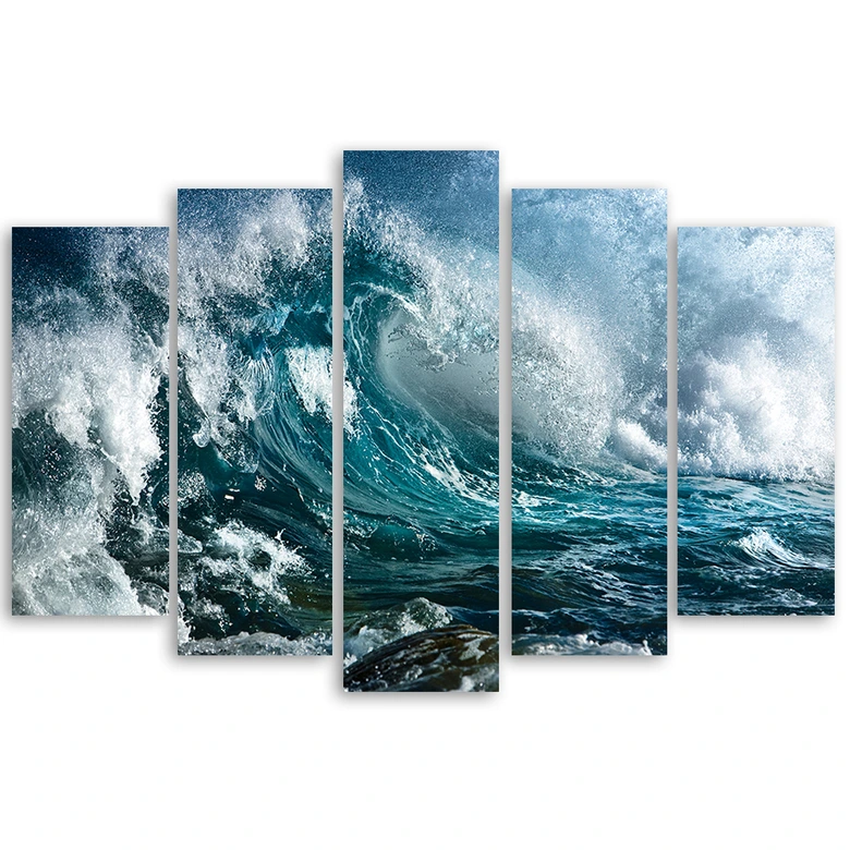 Leinwandbild 5 teilig, Meer Ozean Wellen 