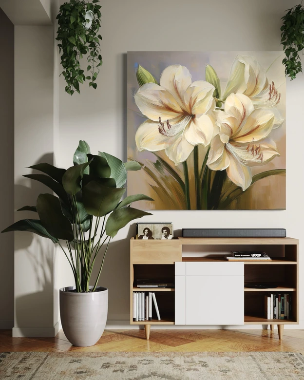 Leinwandbild Gemalte Lilien Blume 