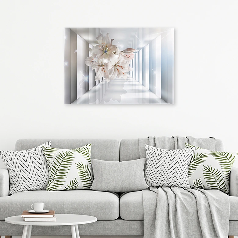 Leinwandbild, Blumen im 3D Korridor 