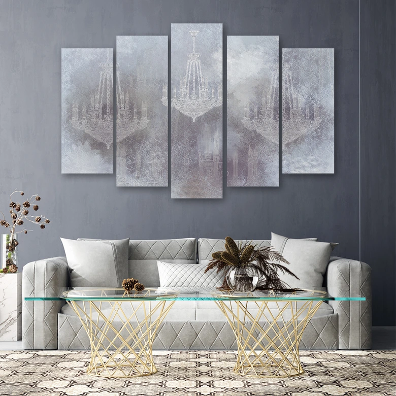 Leinwandbild 5 teilig, Kronleuchter 