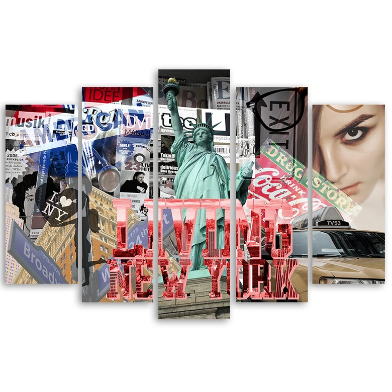 Wandbild 5-teilig, New York Stadt Collage  