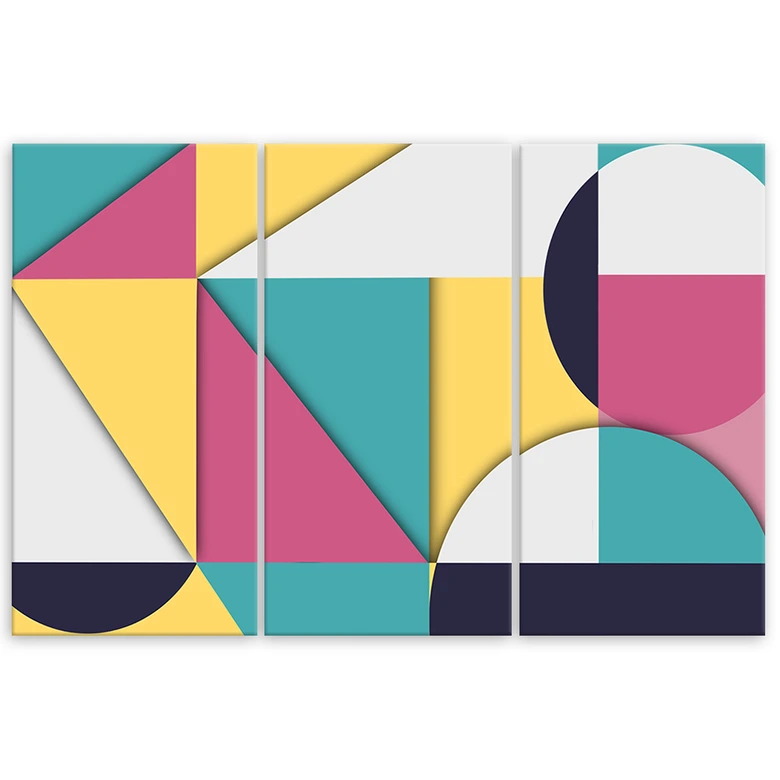 Leinwandbild 3 teilig, Geometrische Abstraktionsformen 