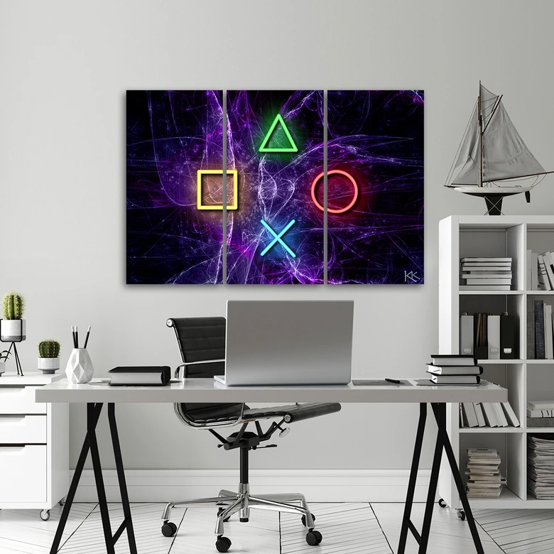 Leinwandbild 3 teilig, Tasten für den Controller 
