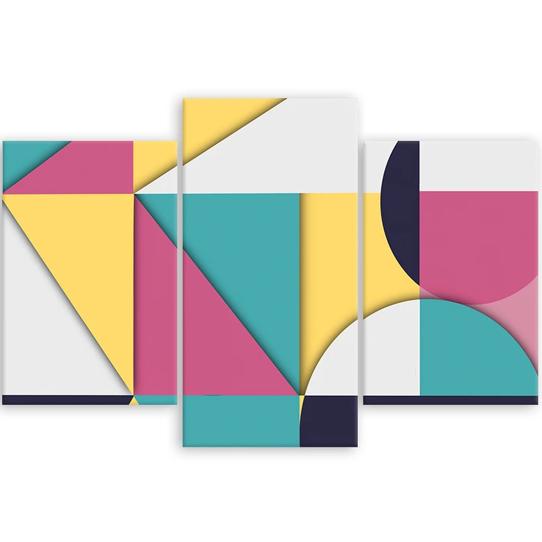 Leinwandbild 3 teilig, Geometrische Abstraktionsformen 