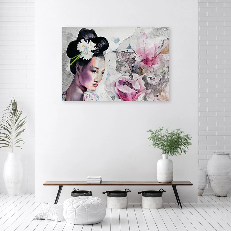 Leinwandbild, Geisha Porträt Japan 