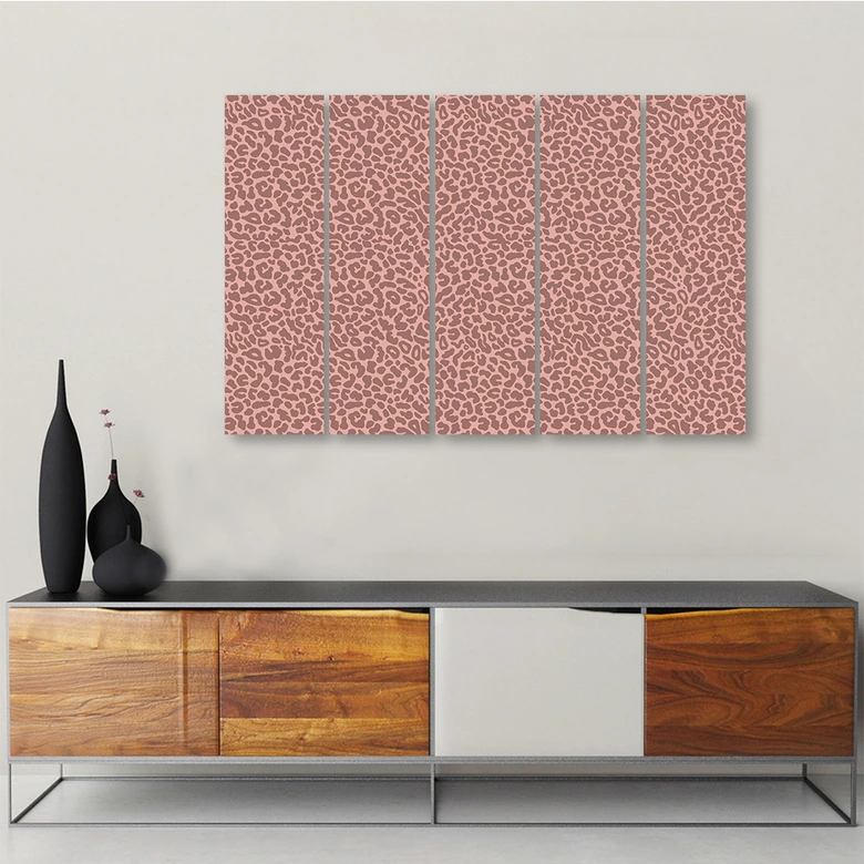 5-delige canvasprint, luipaardpatroon met luipaardbont 