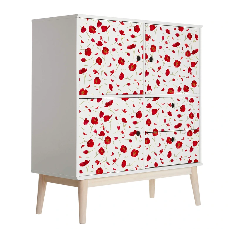 Vinilo adhesivo muebles Leffler - Amapolas 