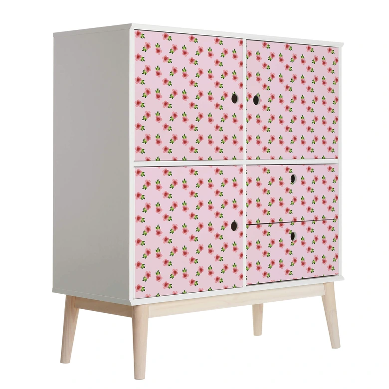 Møbelfolie, dekorativ folie - kan tørres af - blomster pink 