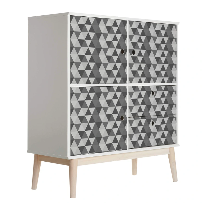 Möbelfolie, Dekofolie - abwischbar - Dreiecke 02 - Schwarz-Weiß 